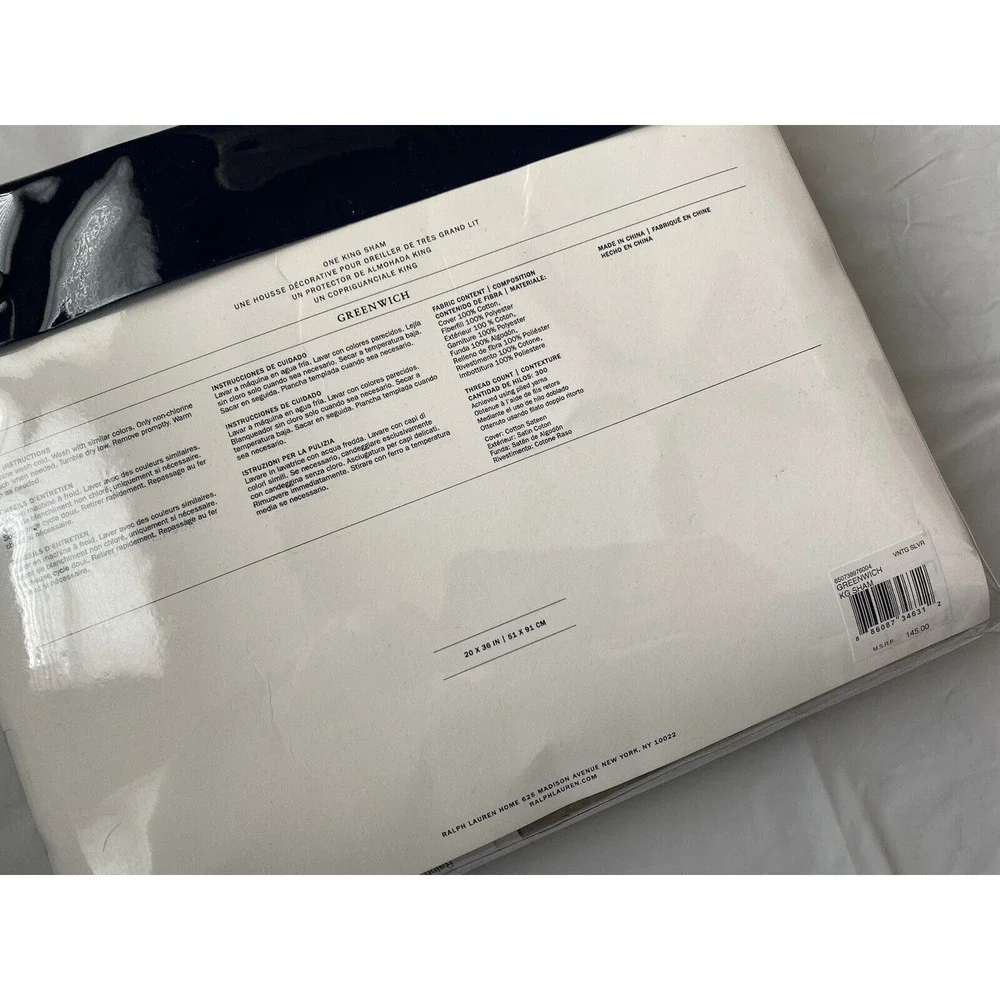 Ralph Lauren home Greenwich 300 Thread Count Sateen King Sham Vintage Silver NEW
